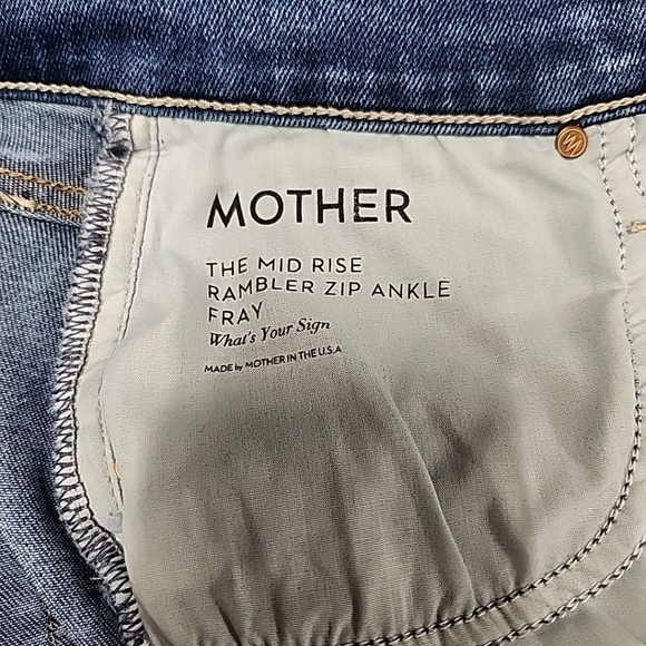 Mother The Mid Rise Rambler Zip Ankle Fray Wash Whats Your Sign Womens Size 28 - Picture 5 of 11